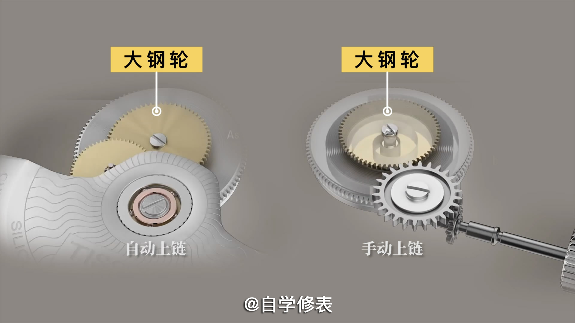 自制透明手表发条盒，结构原理看得明明白白