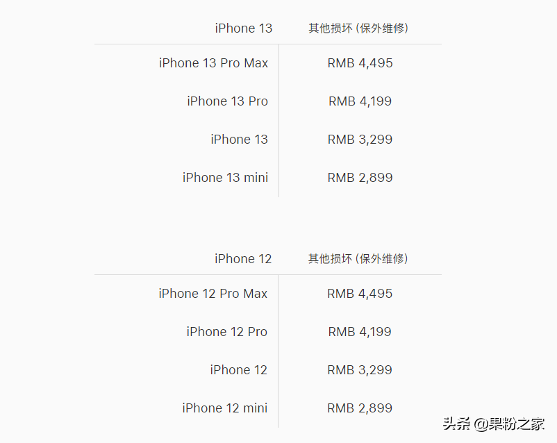 iPhone 13 全系维修定价