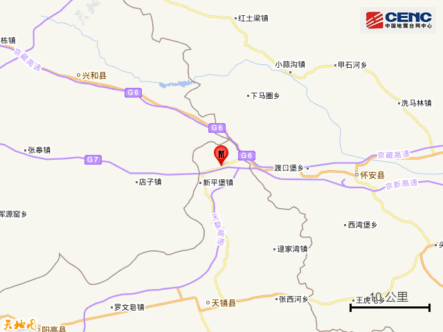 山西大同市天镇县发生3.1级地震