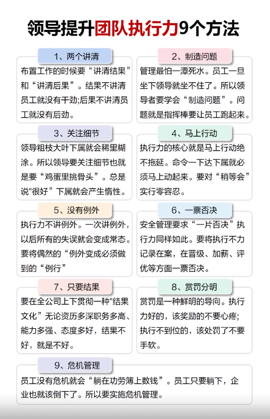 领导提升团队执行力的9个方法